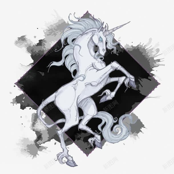 独角兽png免抠素材_新图网 https://ixintu.com 手绘 梦幻 毛笔马 水墨 独角兽 矢量独角兽 马 魔幻