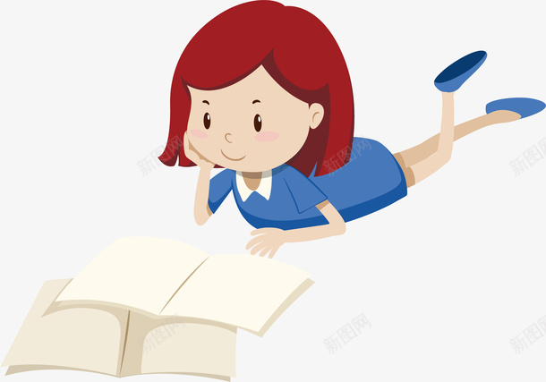 趴在地上看书的女孩png免抠素材_新图网 https://ixintu.com 期末复习 看书 看书学习 矢量png 认真看书 趴着看书