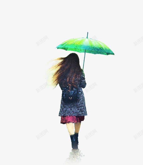 清新美丽撑伞的少女背影插画png免抠素材_新图网 https://ixintu.com 少女 插画 撑伞 旅行 清新 短裙 美丽 背影