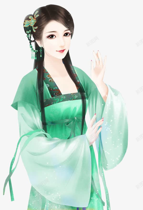绿衣灵动女子png免抠素材_新图网 https://ixintu.com 女子 灵动 绿衣