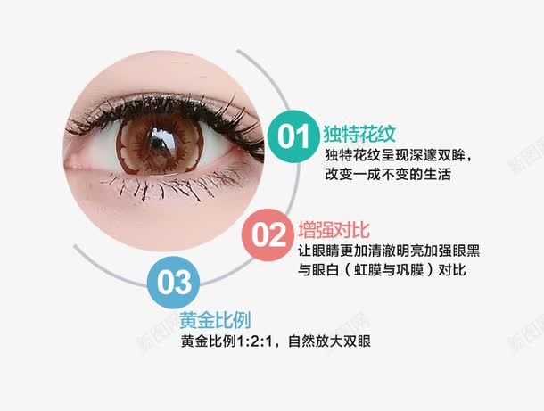隐形眼镜三大特点png免抠素材_新图网 https://ixintu.com 美瞳 美瞳淘宝促销 美瞳特点 美瞳眼镜 隐形眼镜 隐形眼镜三大特点