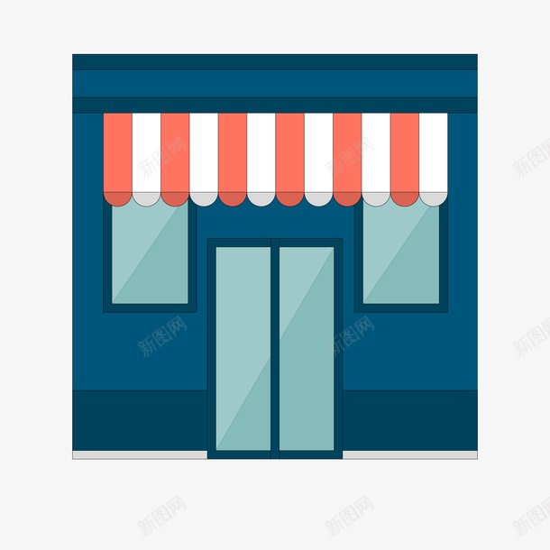 扁平化商店png免抠素材_新图网 https://ixintu.com 卡通 商店 店铺 店面 扁平化 深蓝色