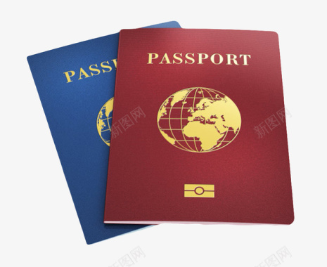 红蓝色生物识别护照实物图标图标
