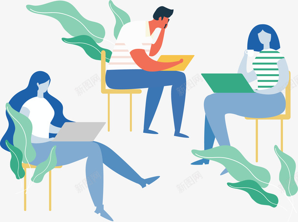 咖啡厅玩电脑的人矢量图ai免抠素材_新图网 https://ixintu.com 下午茶 互联网 咖啡厅 玩电脑 电脑办公 矢量png 矢量图