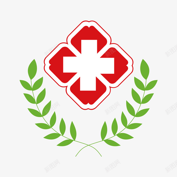 医疗红十字绿色叶子png免抠素材_新图网 https://ixintu.com 健康 关爱 医生 医疗 医院 矢量红十字 红色 红色矢量 绿色叶子