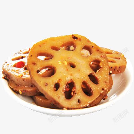 一盘麻辣藕片png免抠素材_新图网 https://ixintu.com 休闲零食 卤藕片 小吃 藕丁 藕断丝连 藕片 香辣味
