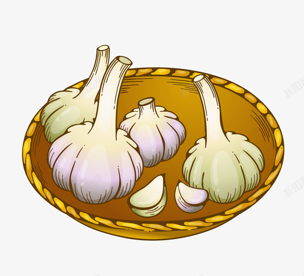 卡通一筐大蒜图png免抠素材_新图网 https://ixintu.com 卡通 大蒜 插图 无公害 有机蔬菜 框子 箩筐 蔬菜