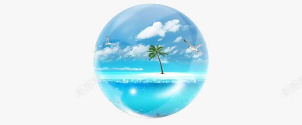 水晶玻璃海岛png免抠素材_新图网 https://ixintu.com 水晶 海岛 玻璃 球