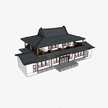 古代庭院建筑png免抠素材_新图网 https://ixintu.com 两层 建筑 房屋 木 艺术 韵味