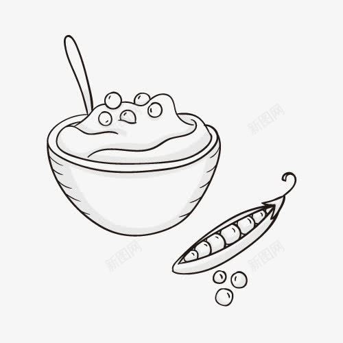手绘简笔画饭饭碗豌豆png免抠素材_新图网 https://ixintu.com 手绘 手绘简笔画饭饭碗豌豆 简笔 豌豆 食物 饭 饭碗