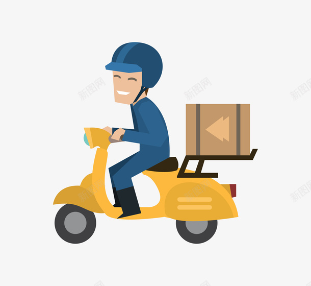 卡通手绘送外卖的小哥png免抠素材_新图网 https://ixintu.com 创意 动漫动画 卡通手绘 简约 送外卖的小哥 骑车的人