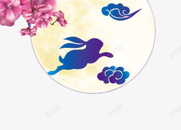 兔子奔月png免抠素材_新图网 https://ixintu.com 中秋佳节送礼 兔子 简约 蓝色