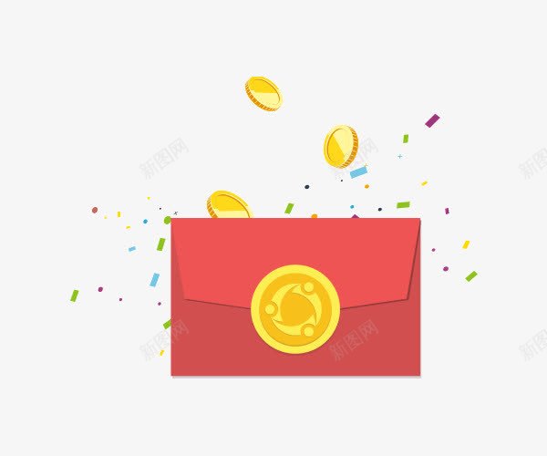 钱币红包雨彩带psd免抠素材_新图网 https://ixintu.com 促销素材 免费png素材下载 抢红包气氛素材 淘宝促销海报素材 红色 钱币
