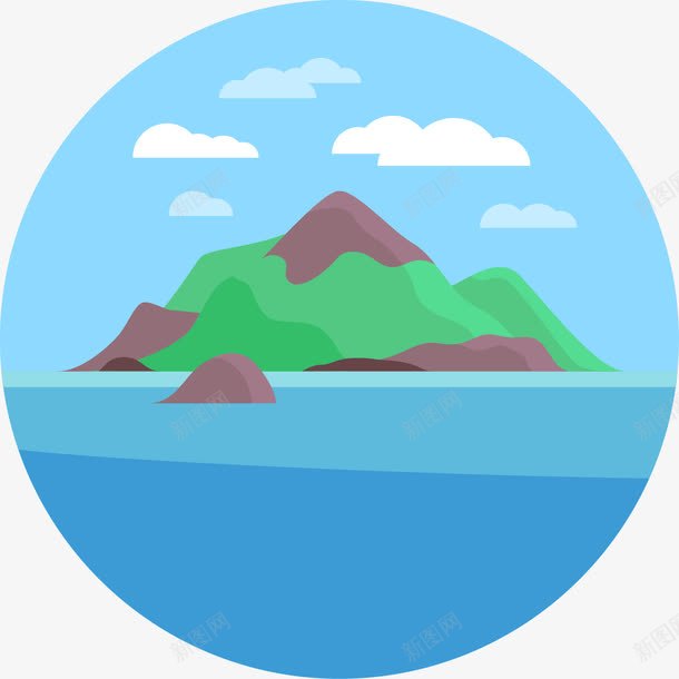 孤岛海洋图标png_新图网 https://ixintu.com 图标icon 大海 孤岛 小岛 岛屿 扁平化图标 椰子树 海洋 海洋岛屿