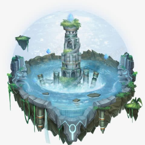 梦幻蓝色浮空岛圆球卡通背景png免抠素材_新图网 https://ixintu.com 卡通 圆球 梦幻 背景 蓝色