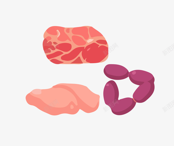 肉食矢量图ai免抠素材_新图网 https://ixintu.com ai格式 冷鲜 扁平设计 火腿 烤肉 牛肉 生肉 瘦肉 肉 肉类 肉食 食物 鱼肉 矢量图
