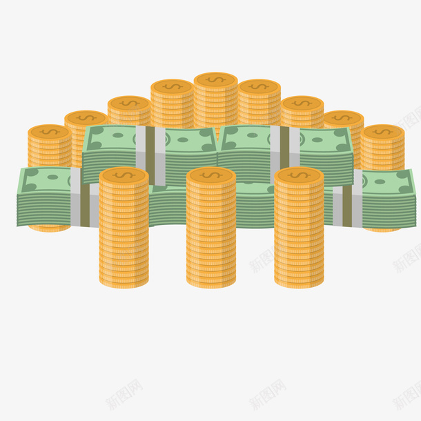 卡通金币和金钱矢量图ai免抠素材_新图网 https://ixintu.com 储蓄 商业 商务 投资 理财 金币 金钱 矢量图
