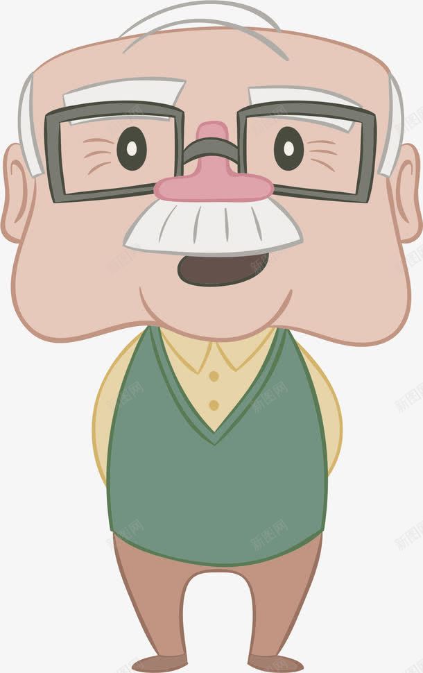 卡通老人png免抠素材_新图网 https://ixintu.com 白胡子 眼镜 空巢老人 老爷爷