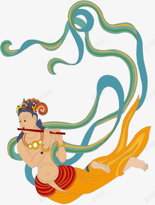 腾云驾雾png免抠素材_新图网 https://ixintu.com 敦煌卡通人物 敦煌壁画 腾云 腾云驾雾 莫高窟壁画 飞天 驾雾
