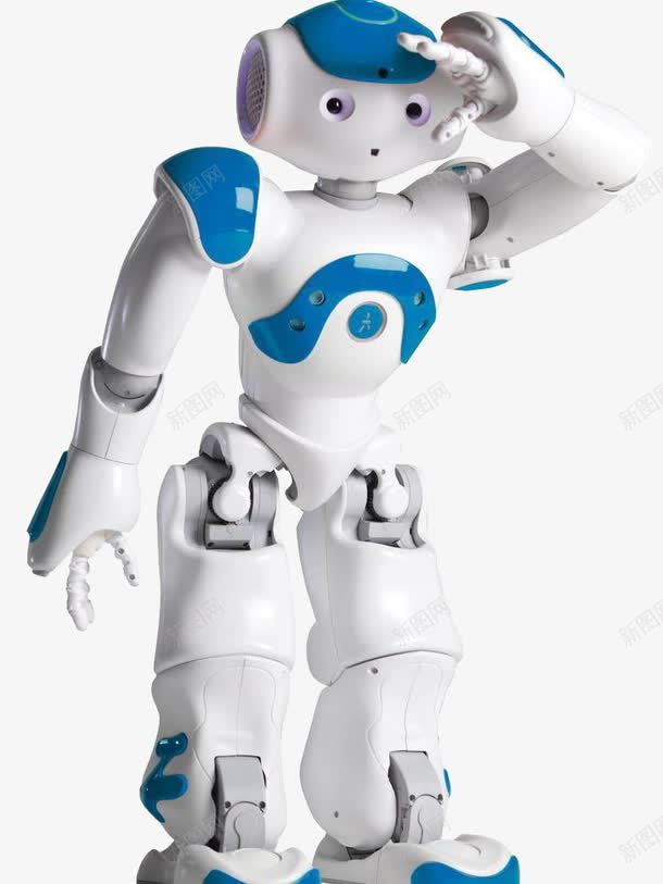 机器人png免抠素材_新图网 https://ixintu.com 卡通 可爱 敬礼 敬礼手势 机器人 白蓝 立正敬礼