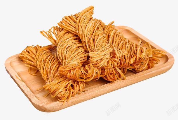 木盘装的金丝馓子卷png免抠素材_新图网 https://ixintu.com 品种繁多 木盘 油炸食品 金丝卷 零食 风味各异 馓子