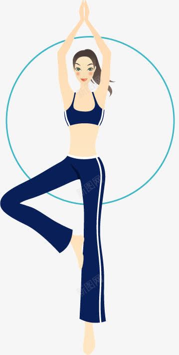 瑜伽功png免抠素材_新图网 https://ixintu.com 体育健身 体育运动 健身 卡通人物 卡通女性 卡通美女 女人 女性 感性美女 树式瑜伽 瑜伽功 美女 运动