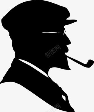 抽着烟的男人头部剪影图图标图标