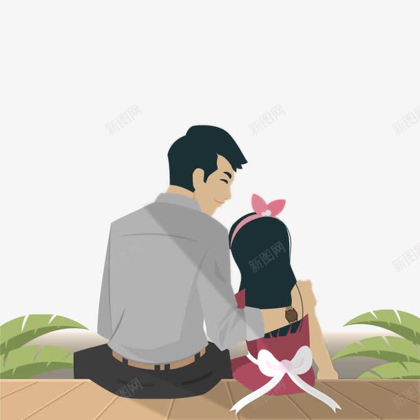 一对父女png免抠素材_新图网 https://ixintu.com 地板 女孩 拥抱 父女背影 父爱
