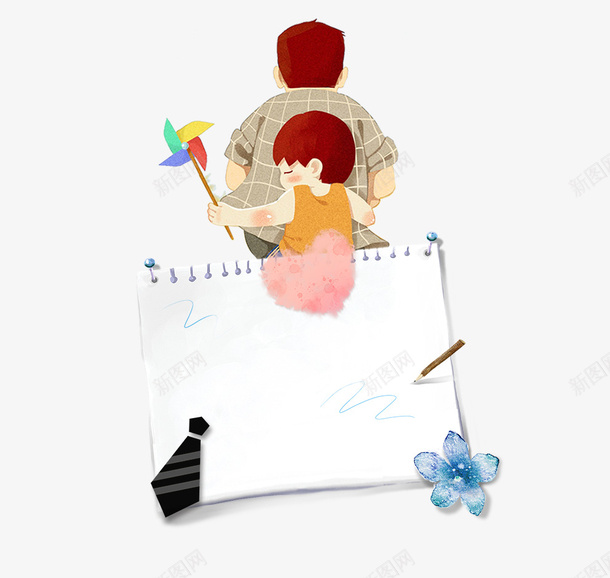 卡通父亲节宣传海报插画psd免抠素材_新图网 https://ixintu.com 卡通 父亲 父亲节促销 父亲节活动 父亲节海报 父子 父爱如山 花朵 领带