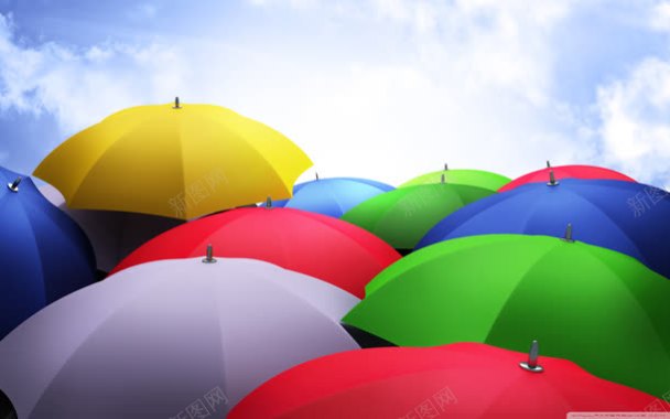彩色重叠雨伞海报背景背景