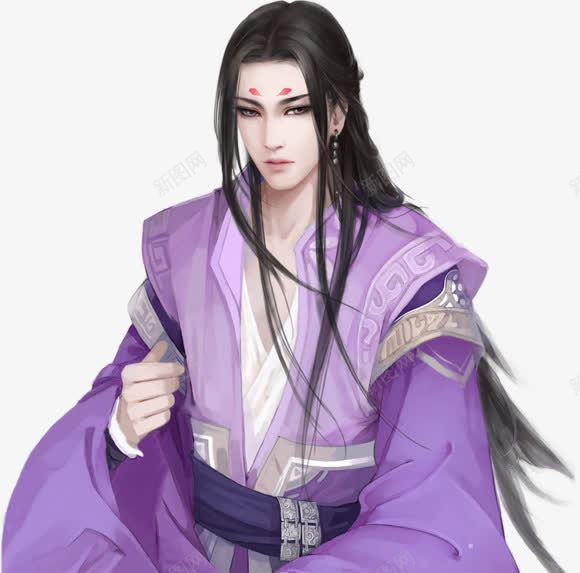 紫衣妖艳古风手绘男子png免抠素材_新图网 https://ixintu.com 古风 妖艳 手绘 男子