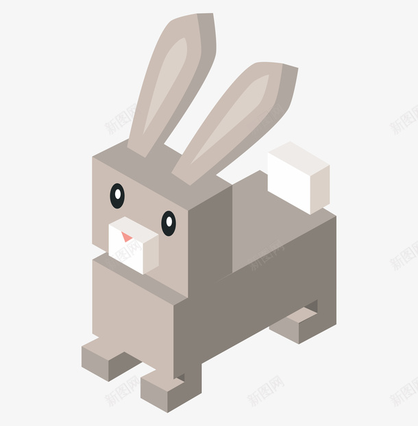 卡通立体积木动物小兔子png免抠素材_新图网 https://ixintu.com 创意 动物 卡通 可爱的 小兔子 方块 立体积木