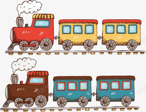 卡通插图蒸汽式火车行驶中png免抠素材_新图网 https://ixintu.com Q版小火车 卡通 卡通开火车 卡通火车 卡通铁轨轨道 可爱火车插图 旧火车 老火车 蒸汽 蒸汽式火车 行驶中