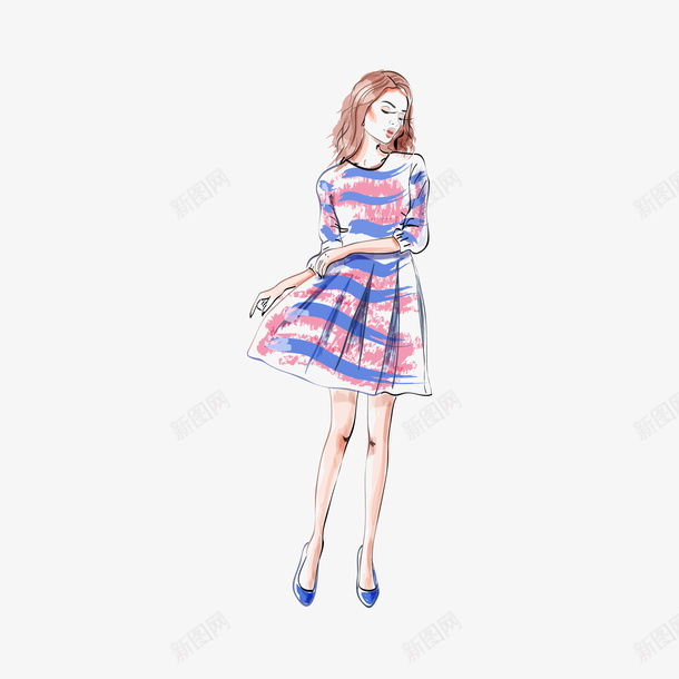 卡通手绘时尚模特矢量图ai免抠素材_新图网 https://ixintu.com 卡通 卡通的 女装模特 手绘 手绘的 时尚风格 模特 矢量图