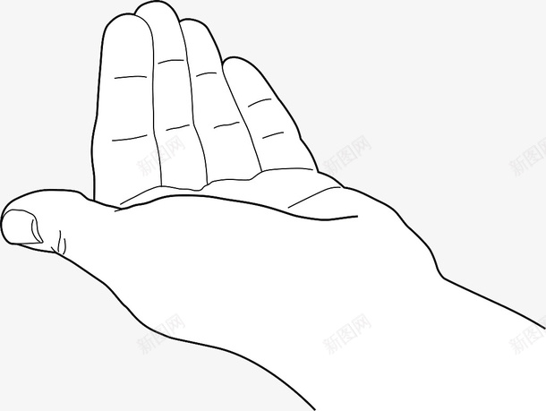 黑白线稿托东西的单手图标png_新图网 https://ixintu.com 单手 手掌手指 托东西 托着的手 白描 黑白线稿