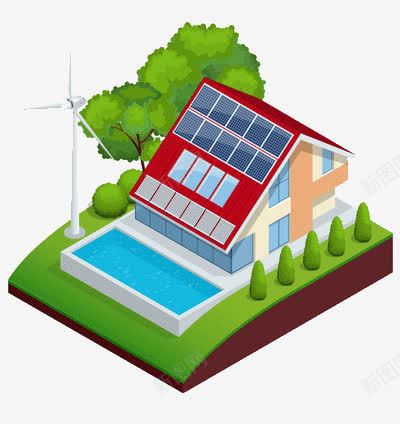 节能别墅阳光房png免抠素材_新图网 https://ixintu.com 光伏 游泳池 风能