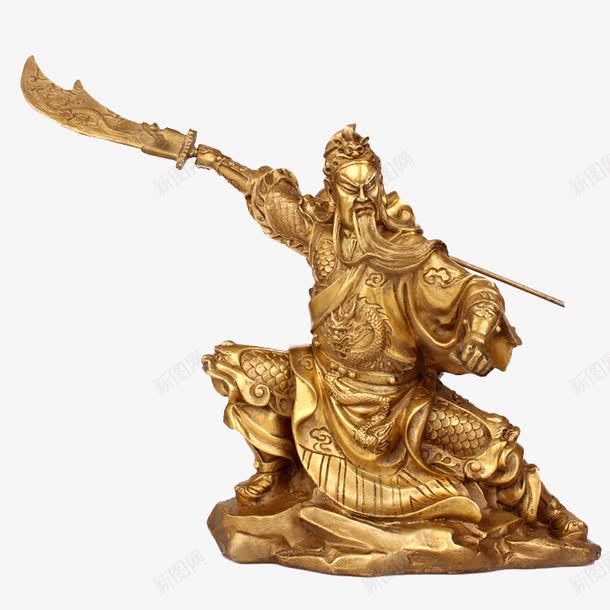 武财神关公铜像png免抠素材_新图网 https://ixintu.com 关公 关公财神 招财进宝 武财神 铜像