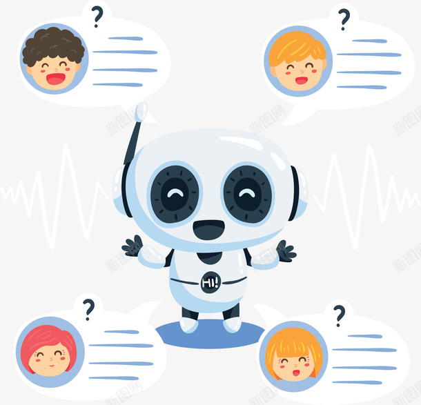 卡通聊天人工机器人矢量图ai免抠素材_新图网 https://ixintu.com 人工智能 智能机器人 机器人 矢量png 聊天 聊天机器人 矢量图