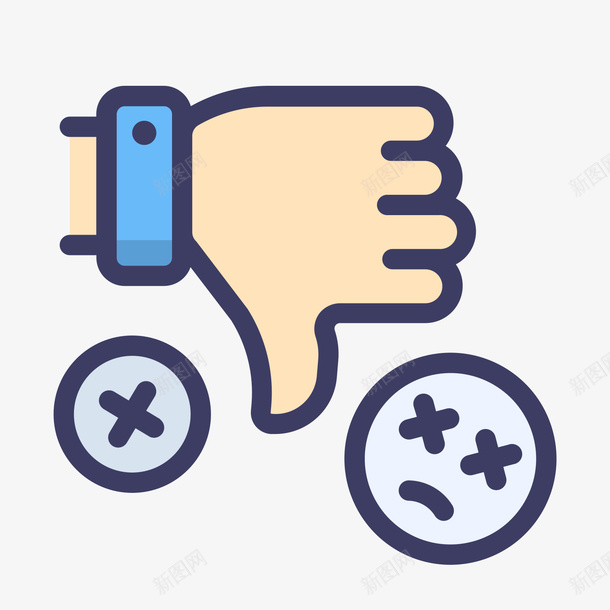 彩色手绘差评元素矢量图图标eps_新图网 https://ixintu.com 卡通图标 差评 弧度 弯曲 彩色 扁平化 手指 手绘 线稿 鼓励 矢量图