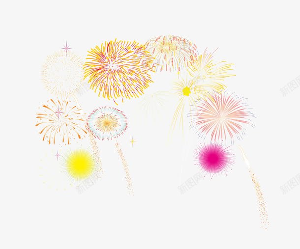 烟花爆竹图矢量图eps免抠素材_新图网 https://ixintu.com 烟花 矢量图片 红色 黄色 黑色星空 矢量图
