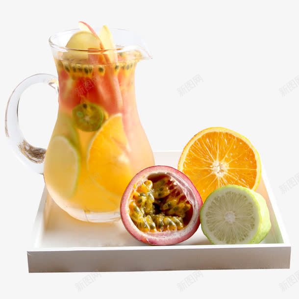 精致水果茶png免抠素材_新图网 https://ixintu.com 托盘 新鲜 水果茶 玻璃壶