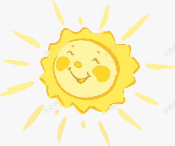 卡通手绘太阳矢量图ai免抠素材_新图网 https://ixintu.com 卡通 手绘素材 放射光芒 笑脸 矢量图