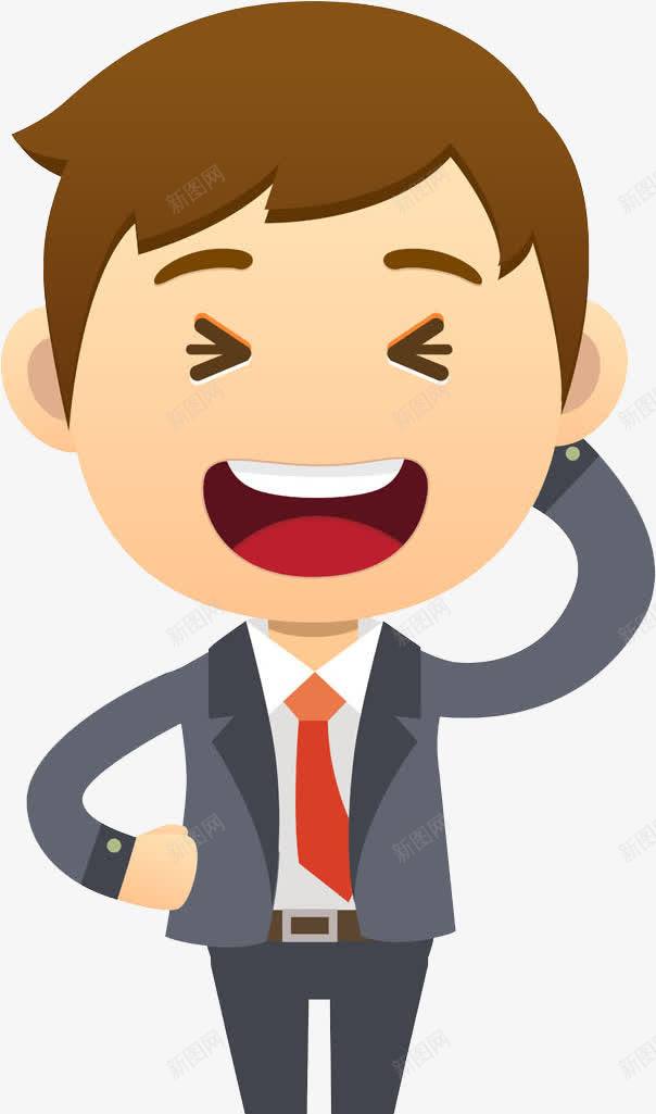卡通商务高兴男人图png免抠素材_新图网 https://ixintu.com 卡通 商务 帅气的 张嘴 憨笑 摸脑袋 男人 西装