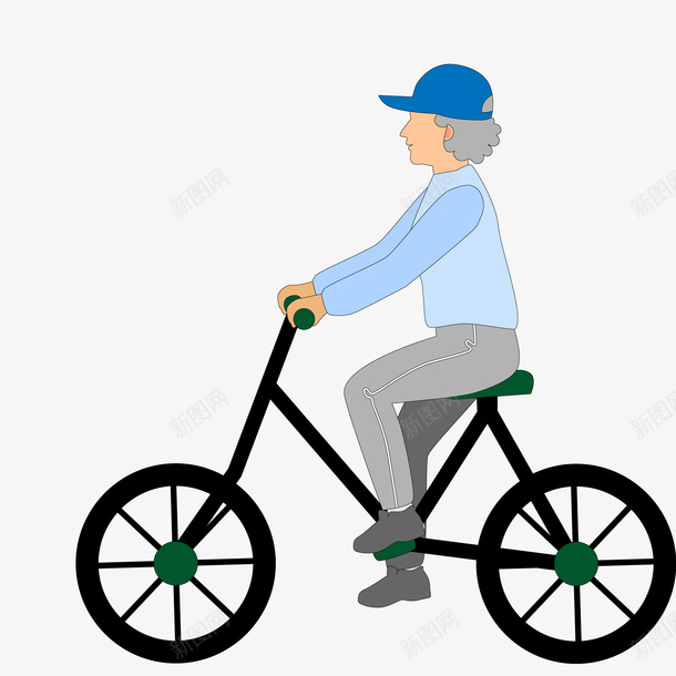 骑自行车的老年人png免抠素材_新图网 https://ixintu.com 人物设计 单车 卡通 老年人 老年人简笔画 老年人运动 自行车 运动 骑车