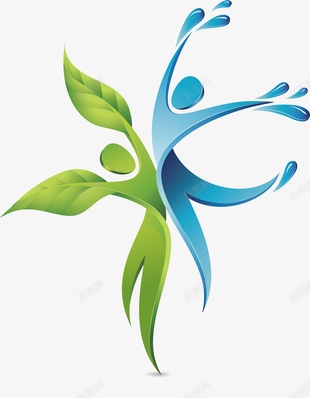 绿色环保树叶人性运动律动矢量图ai免抠素材_新图网 https://ixintu.com 人性 律动 树叶 绿色环保 运动 矢量图
