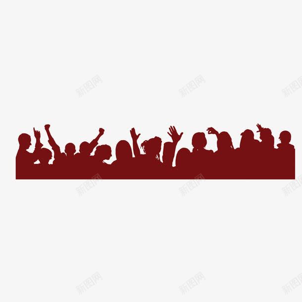 人山人海剪影png免抠素材_新图网 https://ixintu.com 人山人海 人群 剪影 庆祝 扁平化 欢乐 红色 观众