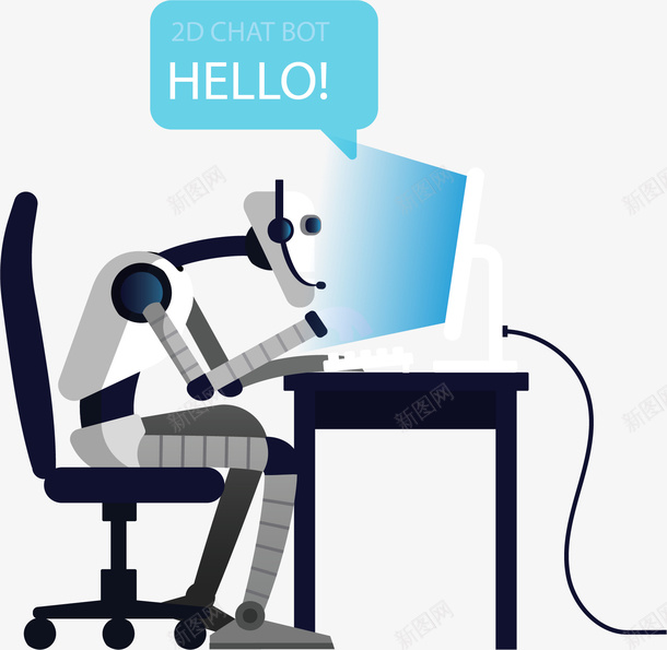 对着电脑的机器人png免抠素材_新图网 https://ixintu.com 人工智能 智能机器人 智能聊天 机器人 矢量png 聊天