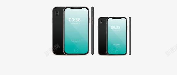 黑色苹果新款手机矢量图ai免抠素材_新图网 https://ixintu.com X iPhone 人脸识别 手机模型 矢量png 苹果手机 黑色手机 矢量图