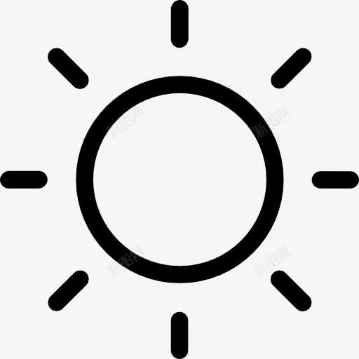 晴天天气符号图标png_新图网 https://ixintu.com 圈 大气 天气 天气图标 太阳辐射 射线 晴天符号 界面 符号 阳光 风雨气温图