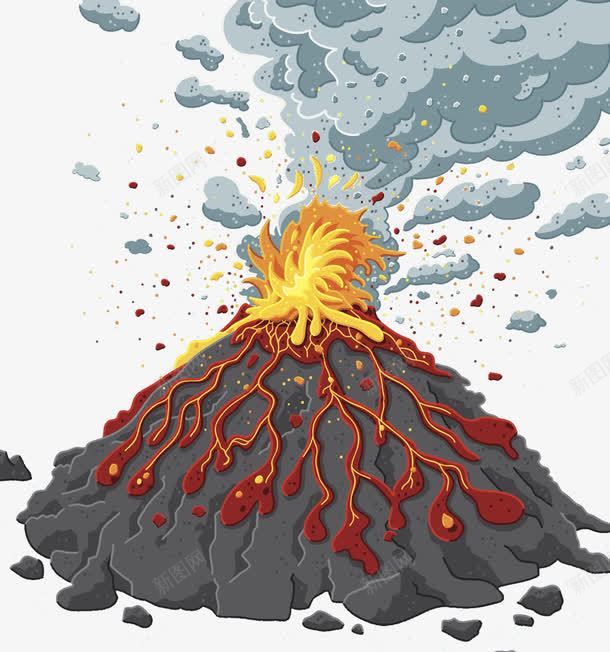 火山岩浆爆发插画png免抠素材_新图网 https://ixintu.com 卡通岩浆 岩浆 插画 火山岩 火山爆发 自然灾害